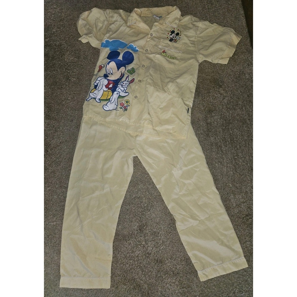 Disney Mickey Mouse Pajamas Bright Yellow Women Size L/XL EXC